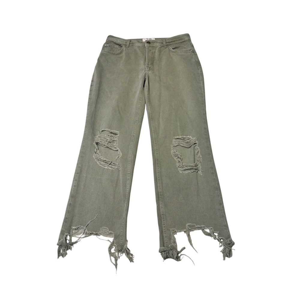 We The Free Free People Twenty-Eight Wide Leg Distressed Jeans Green Women 28X26